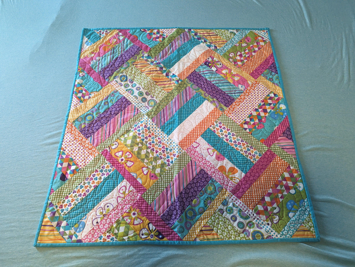 Stroller Quilt - Rainbow Ribbons - Quilt Colors